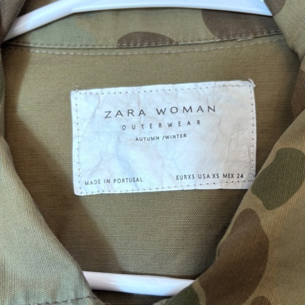 Zara Woman Camo Utility Jacket Embroidered Tapestry Back Pom Pom Studded Boho - Picture 4 of 7